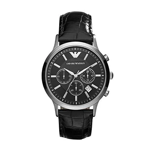 Emporio Armani Herren Chronograph Quarz Uhr mit Leder Armband AR2447