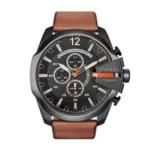 Diesel DZ4343 Herren Mega Chief Chronograph, 51 mm Gehäusegröße, Edelstahluhr