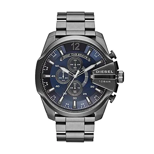 Diesel Herren Mega Chief Chronograph DZ4329, 51 mm Gehäusegröße Edelstahluhr