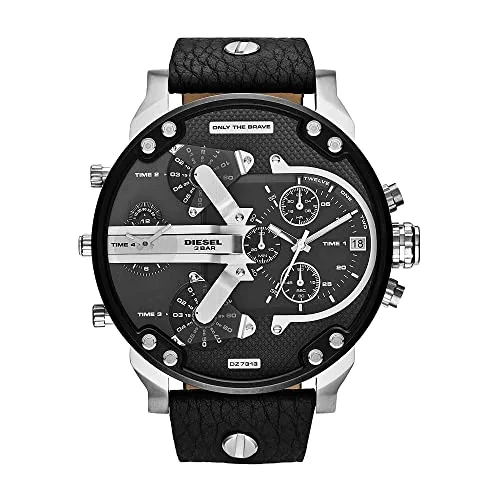 Diesel Herren Analog Quarz Uhr mit Leder Armband DZ7313