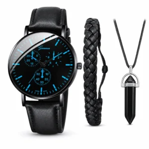 3-teiliges Set mit Quarzuhr, Armband und Kette