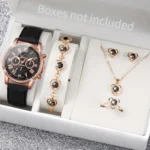 Damenuhr mit Schmuckset in Rosa