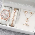 Damenuhr mit Schmuckset in Rosa