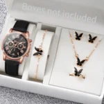 Damenuhr mit Schmuckset in Rosa
