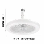 Deckenventilator mit Licht in kompakter Bauform für E27